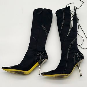 GIUSEPPE ZANOTTI SIZE 39 COLOR BLACK SILK FABRIC 100% AUTHENTIC USED ITEM